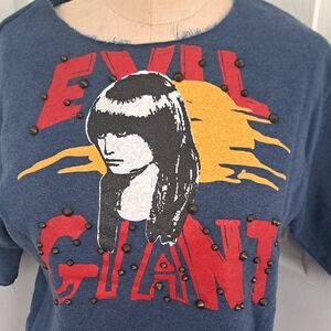 Evil Giant Studded Blue Graphic Sweatshirt